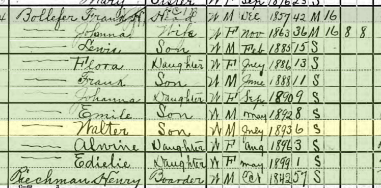 Frank Bollifer 1900 census Kimmswick