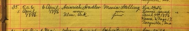 Heinrich Hadler marriage record Salem Farrar
