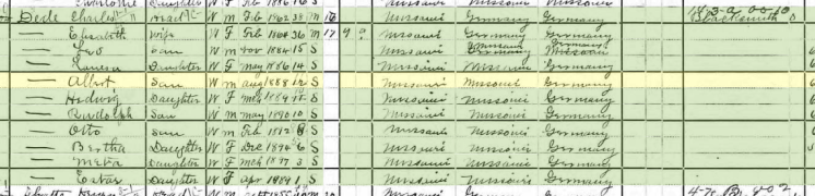 Albert Dede 1900 census Egypt Mills MO