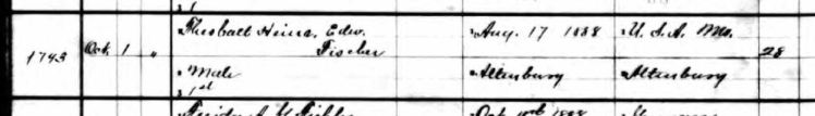 Theodore Heinrich Edward Fischer birth register Perry County 1