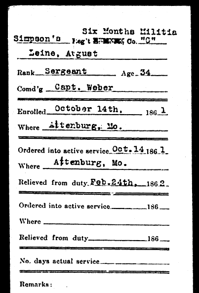 August Leine Civil War record