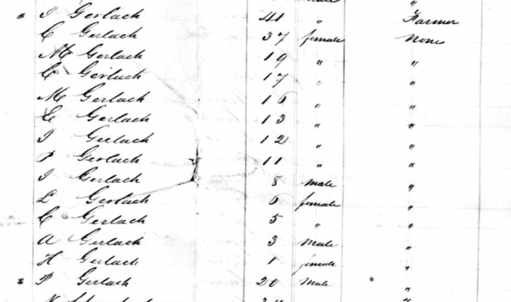 Gerlach family passenger list 1834