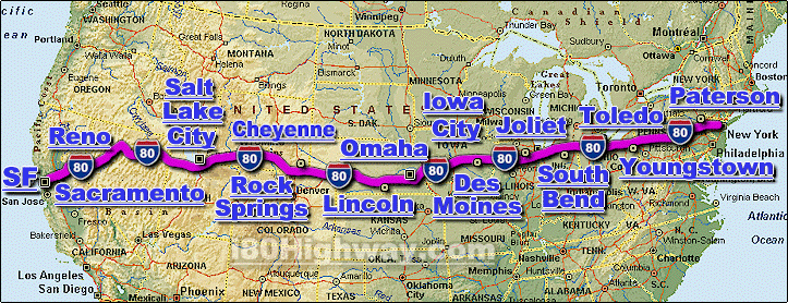 Interstate 80 map