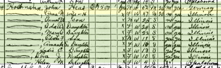 John Hollmann 1930 census Hickory Township Nowata OK