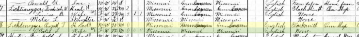 August Lichtenegger 1910 census Shawnee Township MO