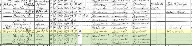 John Adolph Weber 1900 census Perryville MO