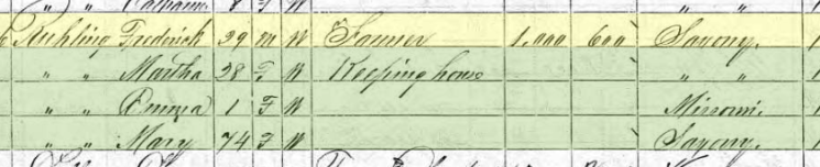 Emma Ruehling 1870 census Brazeau Township MO