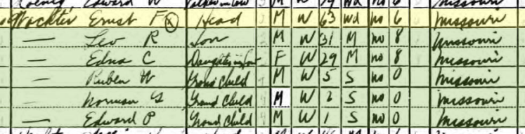 Ernst Wachter 1940 census Brazeau Township MO