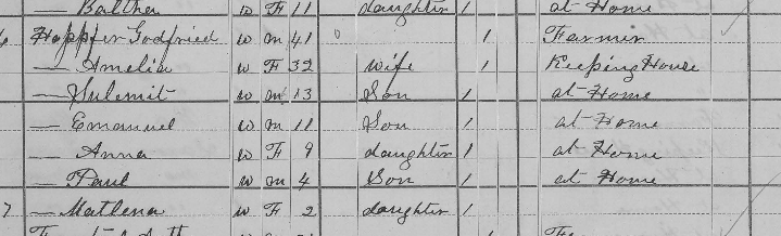 Magdalena Hopfer 1880 census Union Township MO