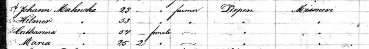 Mahnken family passenger list Uhland 1867