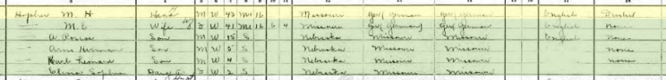 Martin Hopfer 1910 census Minden NE