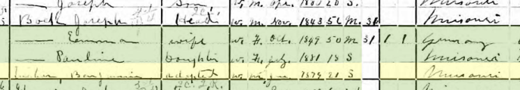 Pauline Bock 1900 census Union Township MO