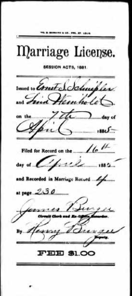 Schuessler Weinhold marriage license