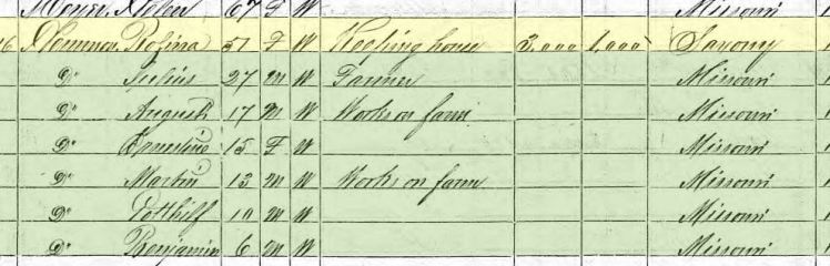 Ernestine Hemmann 1870 census Cinque Hommes Township MO