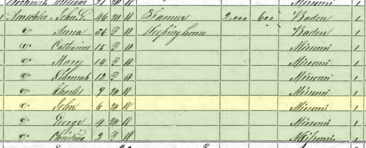 John Amschler 1870 census Cinque Hommes Township MO