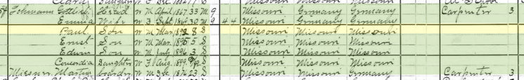 Paul Lohmann 1900 census Altenburg MO