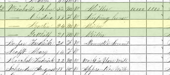Martin Weinhold 1870 census Brazeau Township MO