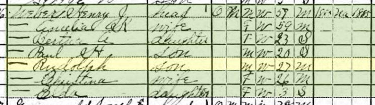 Rudolph Weber 1920 census Brazeau Township MO