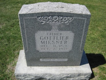 Gottlieb Miesner gravestone - Christ Jacob IL