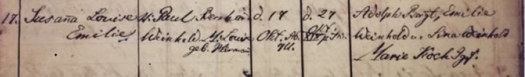 Emilie Weinhold baptism record Concordia Frohna MO