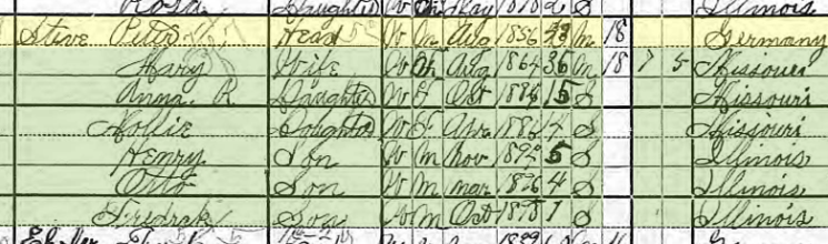Frieda Stueve 1900 census Degognia IL