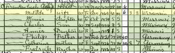 Mathilda Frankenbach 1900 census South River MO