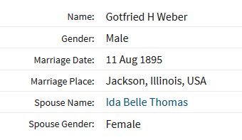 Weber Thomas marriage record Illinois