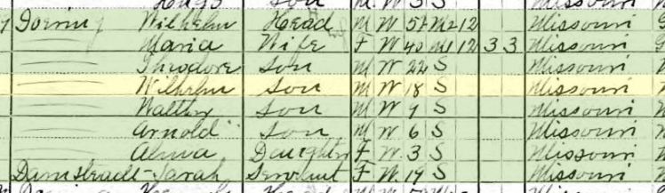 William Doering 1910 census Brazeau Township MO