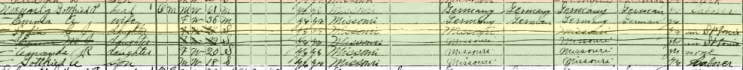 Lydia Noennig 1920 census Brazeau Township MO