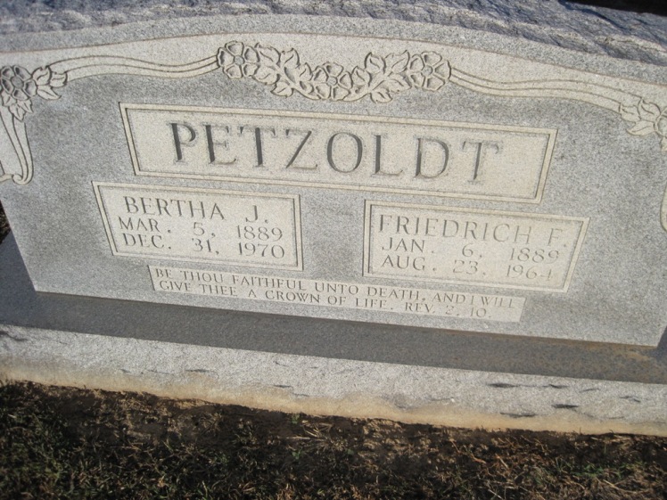Frederick and Bertha Petzoldt gravestone Immanuel Altenburg MO