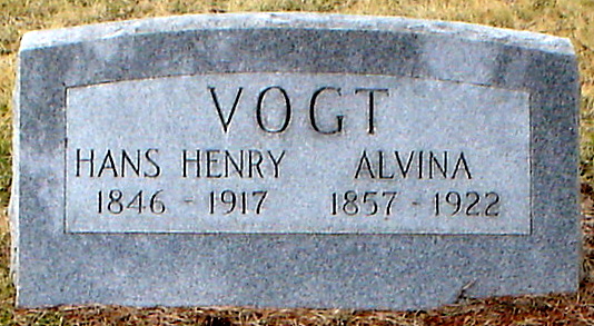Henry and Alwine Vogt gravestone Mount Hope Turtle Lake WI