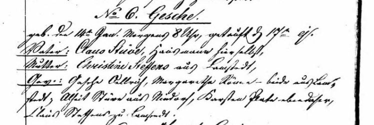 Gesche Stueve baptism record Lamstedt Germany