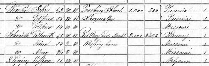 John Winter 1870 census Altenburg MO