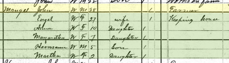 John Mangels 1880 census Salem Township MO
