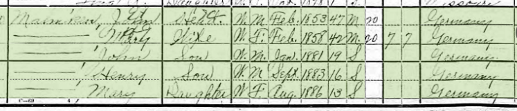 Frederick Mahnken 1900 census 1 Farrar MO