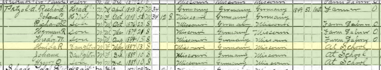 Hulda Petzoldt 1900 census Brazeau Township MO