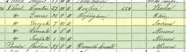 George Hunt 1870 census Cinque Hommes Township MO