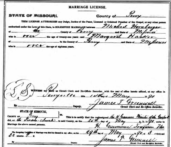 Hornberger Hacker marriage license