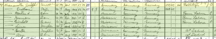 Joseph Kranawetter 1900 census Shawnee Township MO
