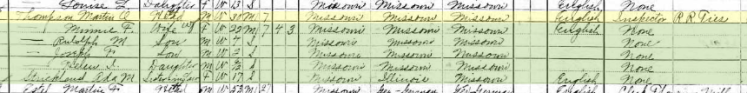 Martin Thompson 1910 census Brazeau Township MO