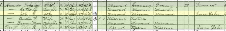 Joseph Kramer 1900 census Brazeau Township MO
